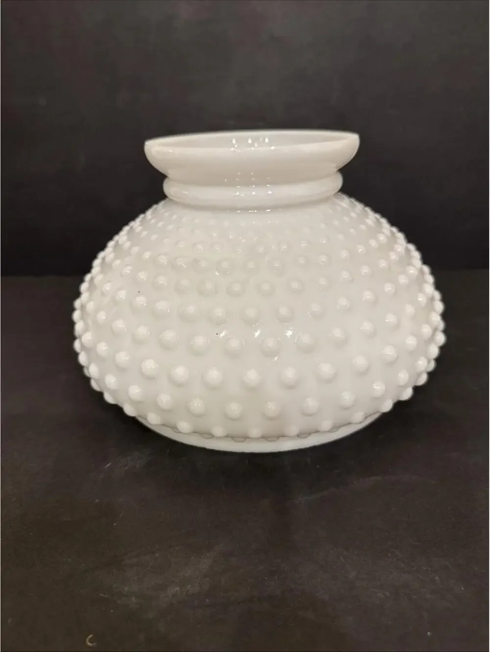 White Milk Glass Hobnail Student Lamp Shade 6 7/8” Fitter Hurricane